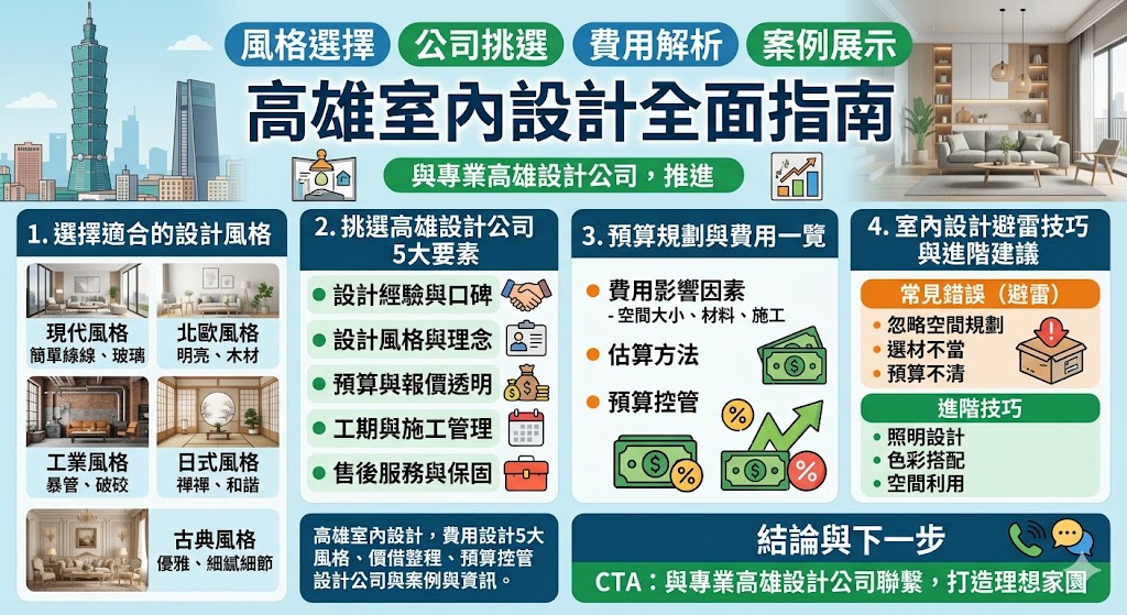 高雄室內設計能夠為您的居住空間帶來全新的視覺效果和功能性提升。無論是現代簡約還是古典奢華的風格，專業的高雄室內設計公司都能根據您的需求，提供量身定制的設計方案。透過正確的設計與規劃，您不僅能提升空間利用率，還能使每個細節都彰顯個性，創造出理想中的舒適居住環境。