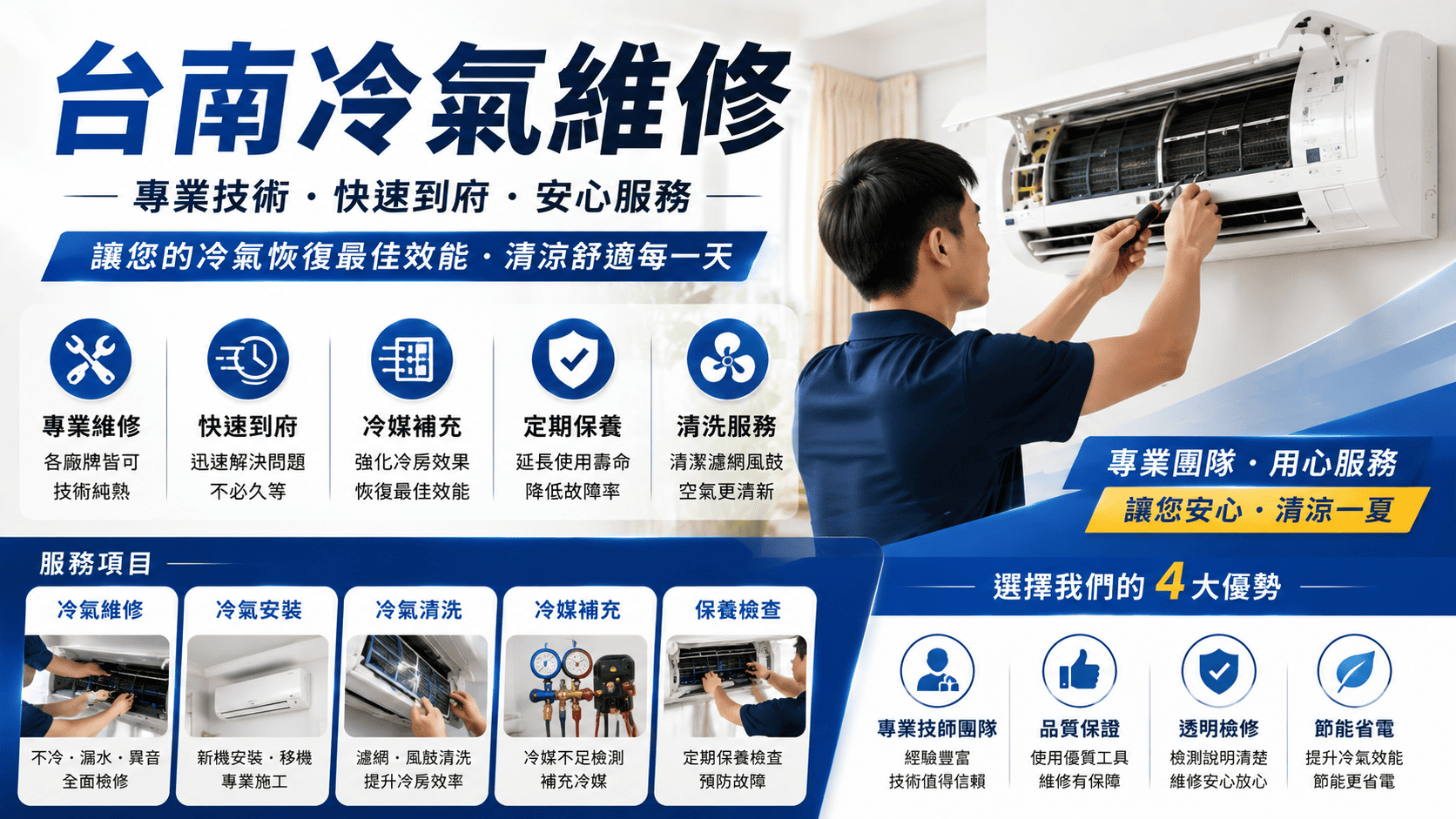 選擇台南冷氣維修廠商時，除了看價格，也要確認是否提供到府檢測