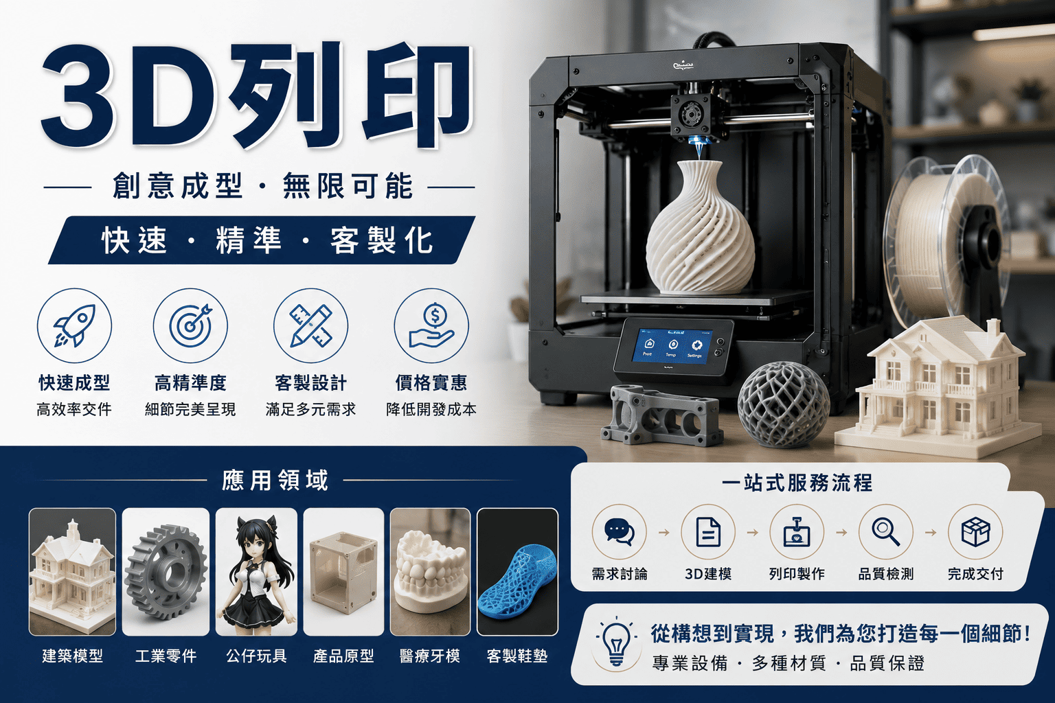 3D列印是一種透過數位模型逐層堆疊材料